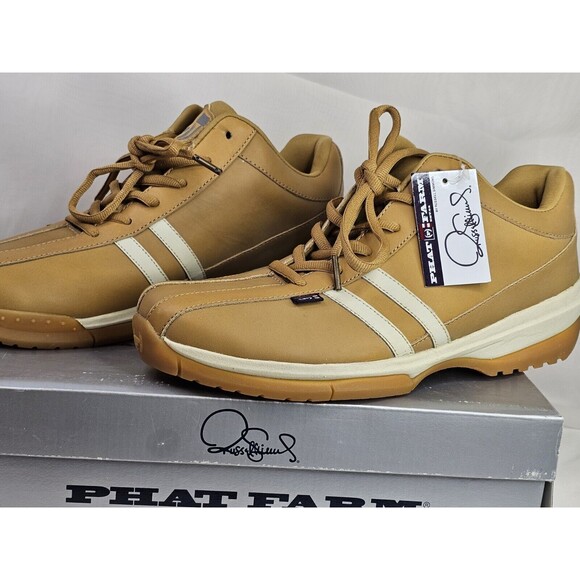 Phat Farm Mens Vintage Leather Tan Shoe Size 11 NOS NEW! Original Box - Picture 3 of 13